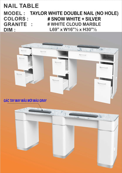 Taylor White Table Double