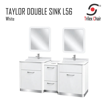Taylor White Double Sink L56