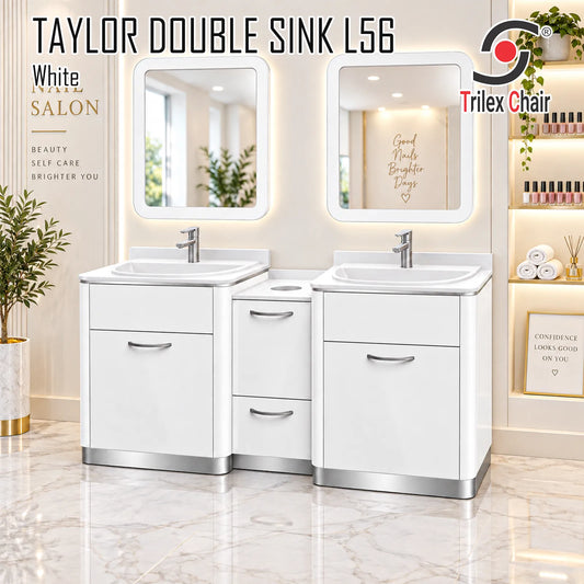 Taylor White Double Sink L56