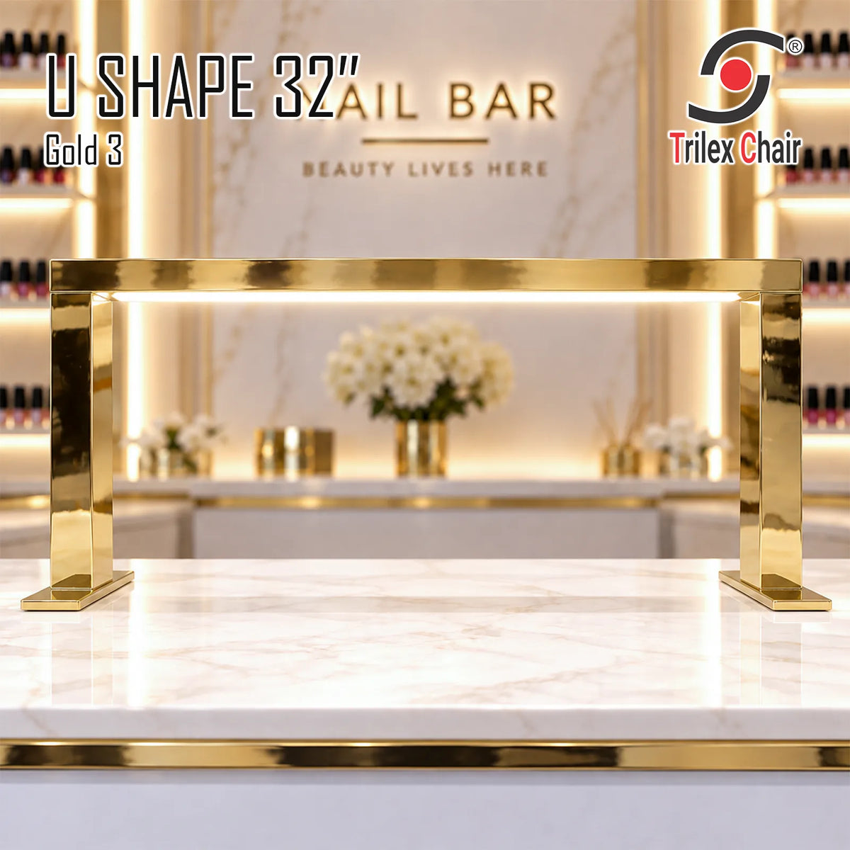 U-shape Gold Nail Lamp 32' - Color Change