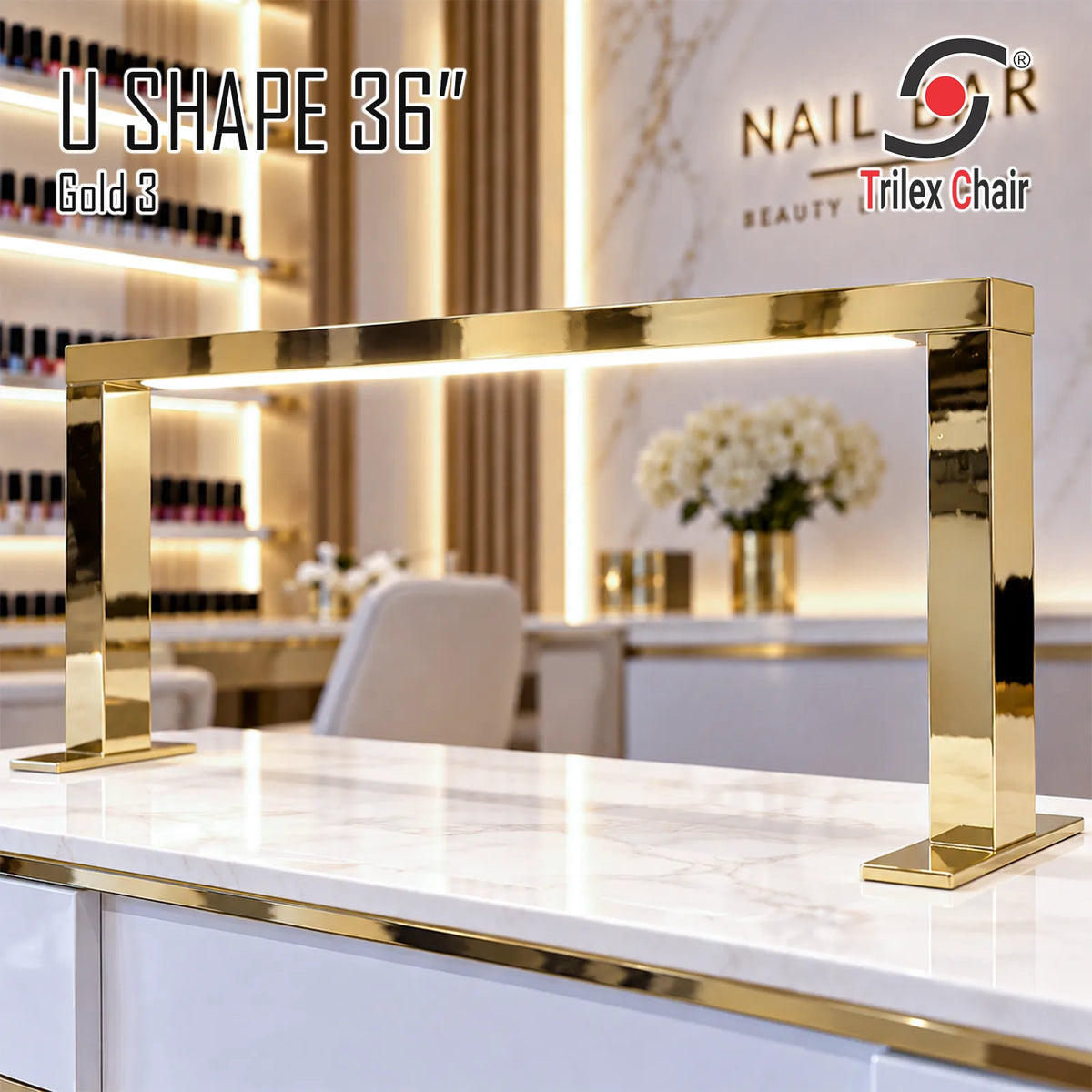 U-shape Gold Nail Lamp 36' - Color Change