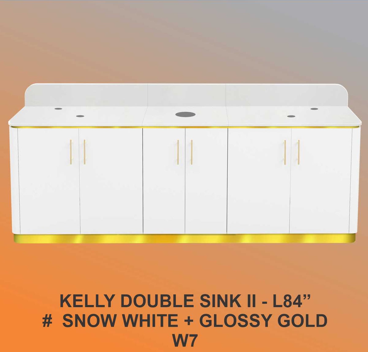Kelly Double Sink 84 - White/Gold JT
