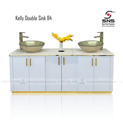 Kelly Double Sink 84 - White/Gold JT