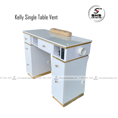 Kelly Single Table Ventialtion - White/Gold