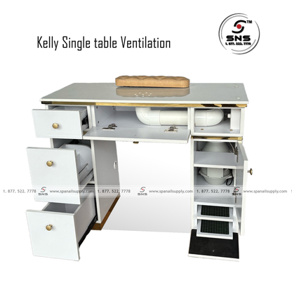Kelly Single Table Ventialtion - White/Gold