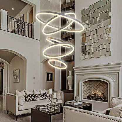Contemporary Acrylic Modern Led Pendant Light 5 Rings