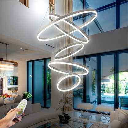 Contemporary Acrylic Modern Led Pendant Light 5 Rings