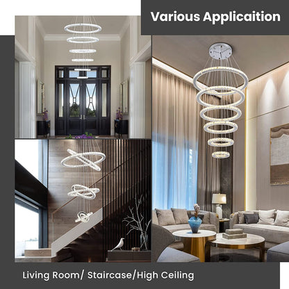 Crystal LED Pendant Lighting 6 Rings